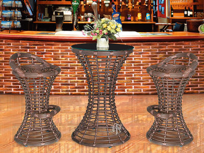 Wicker Outdoor Bar Furniture Set 1+2 Home Bar Table And Stool - DR-4125